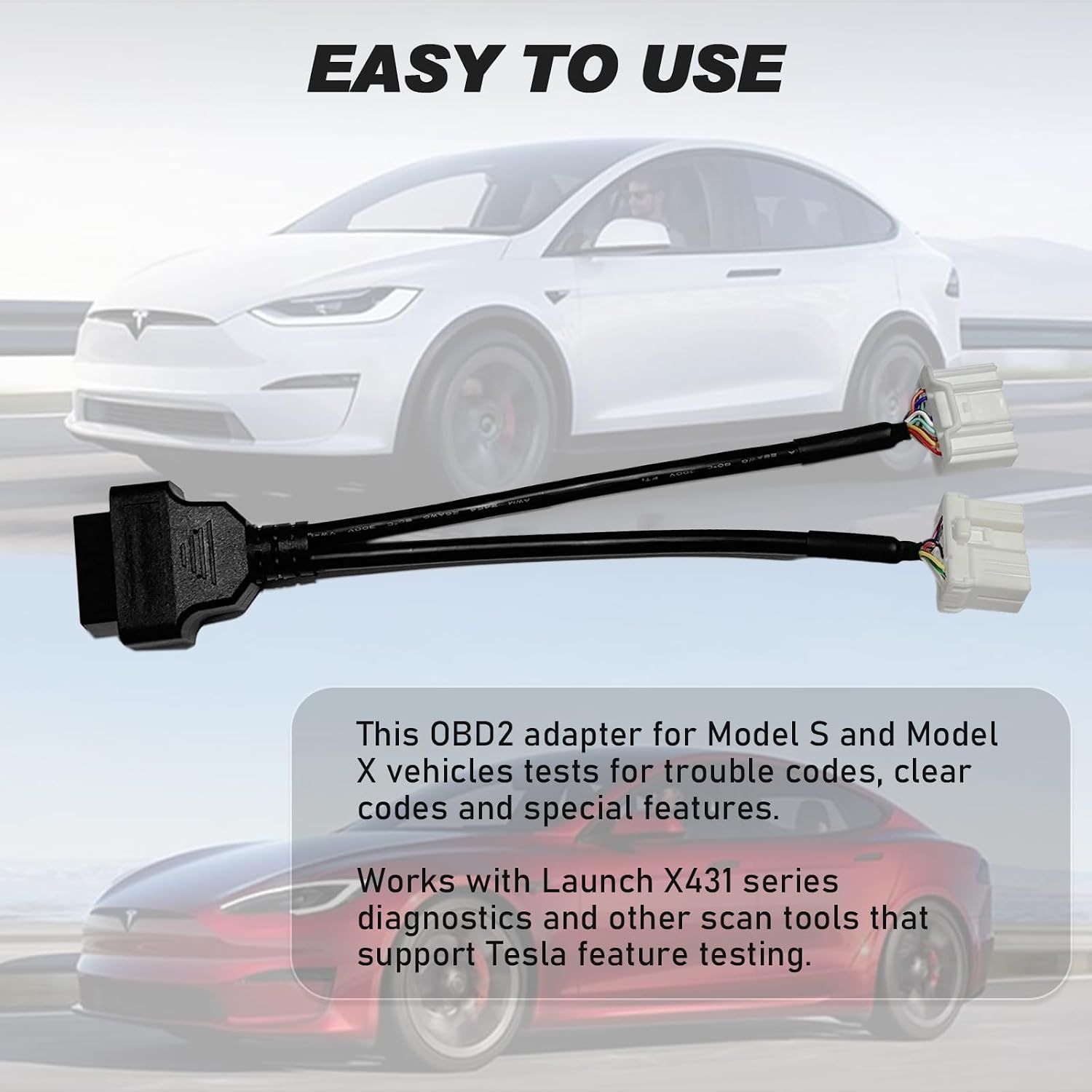 OBD2 Adapter for Tesla Model X/S/Y/3,12 Pin 20 Pin to 16Pin Cable