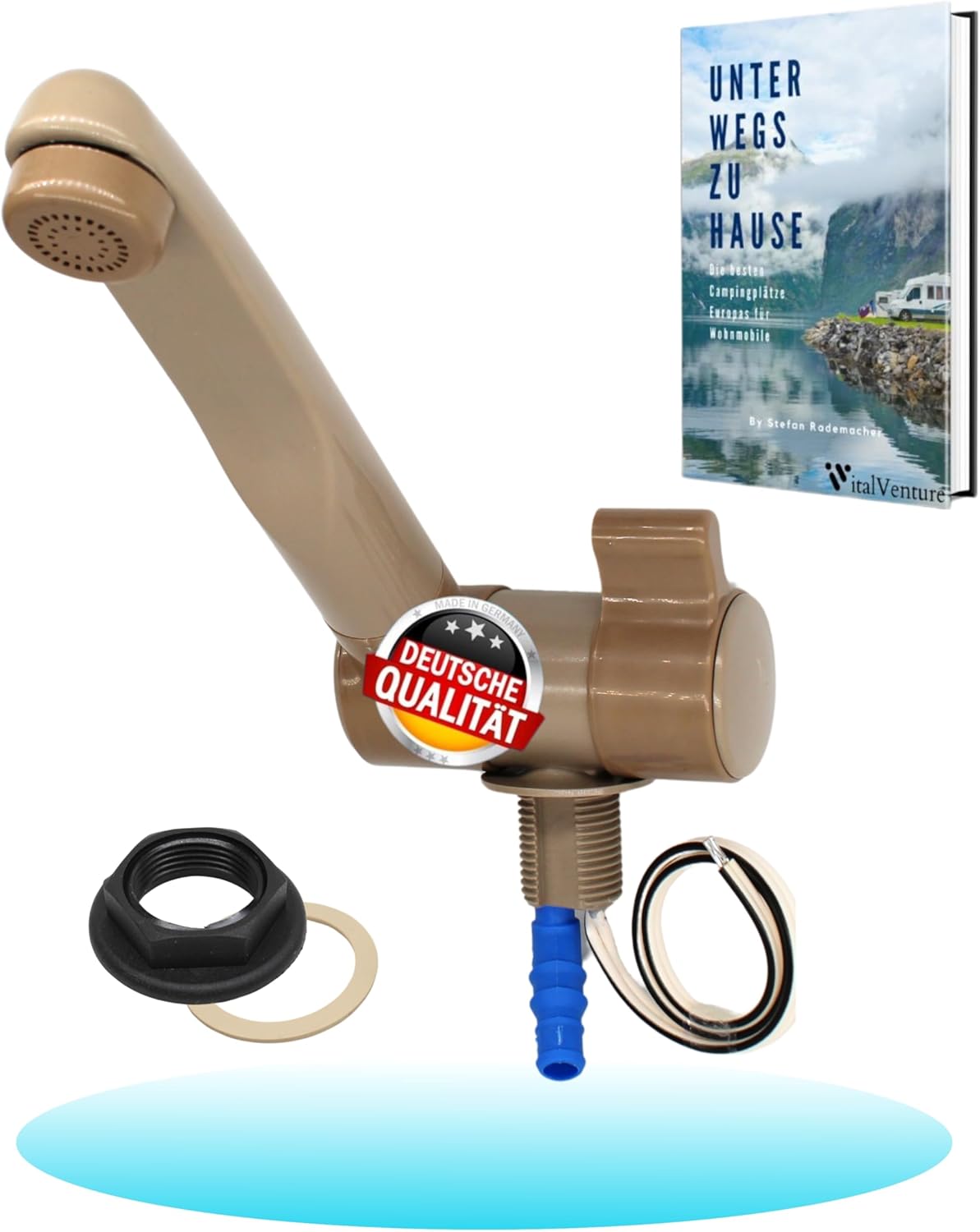Comet Wasserhahn 12v London für Wohnmobil - Mit 1 Anschluss (kalt), Smoky/Creme