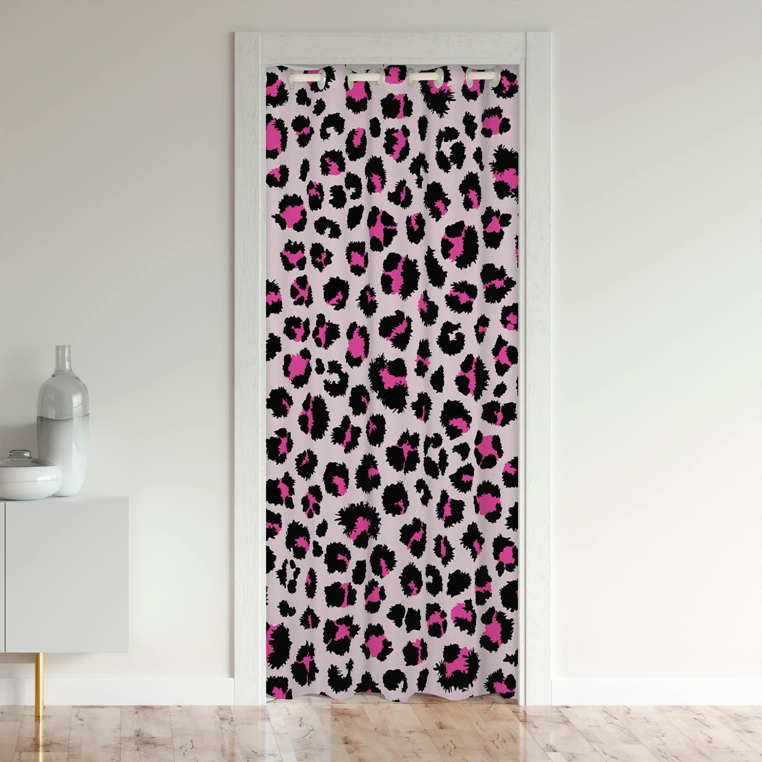 Loussiesd Pink Leopard Doorway Curtain Privacy Wild Cheetah Doorway Curtain Privacy Door Cover Curtain Soft Door Curtain Room Divider Curtain Cover Blackout Curtain 150x203cm 1 Panel