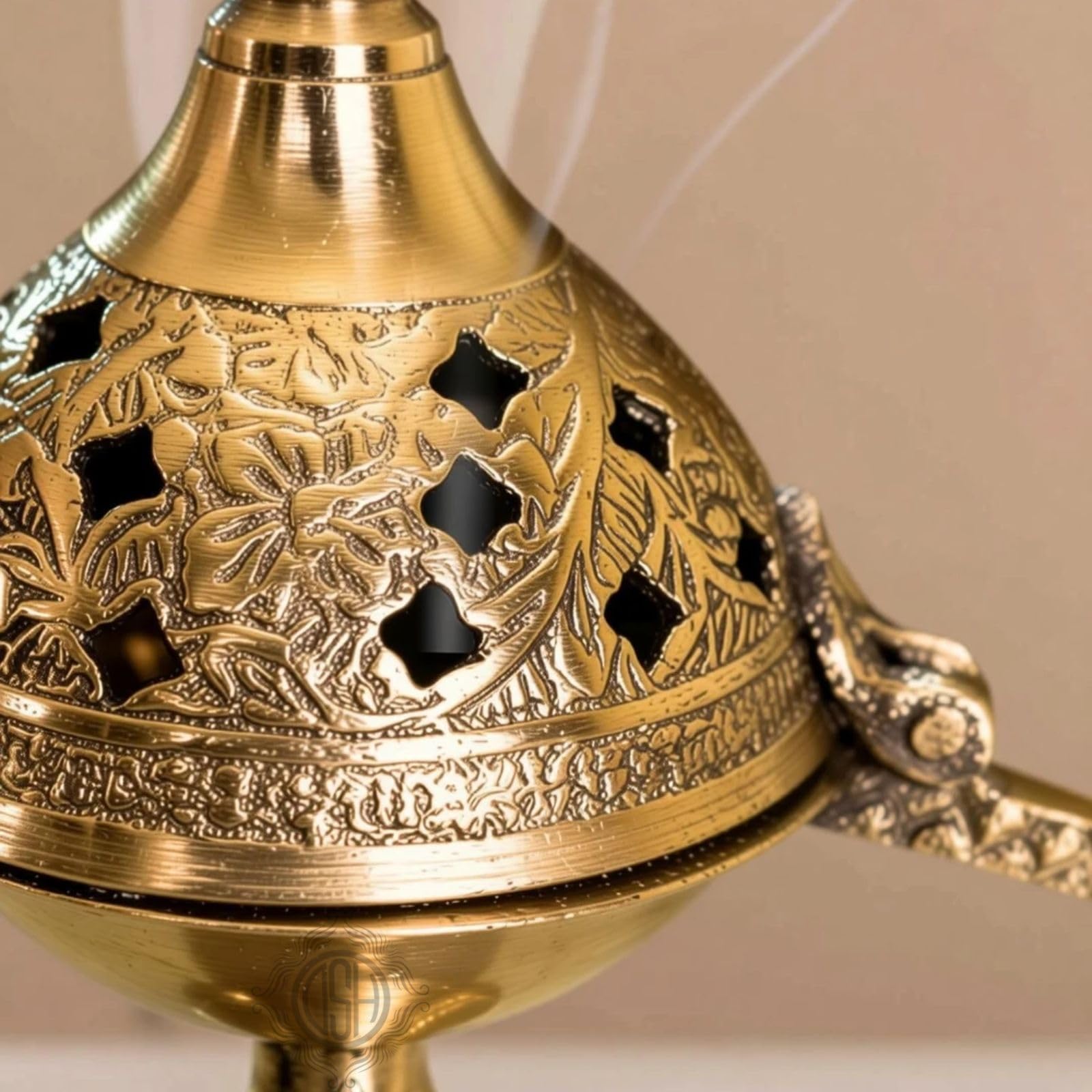 DSH CRAFTING YOUR CURIOSITY Home Purifying Brass Dhuna Loban Burner Dhooni Dhoop Dani Dhuni Brass Table Dhoop Dani Incense Burner for Loban (Small) 2