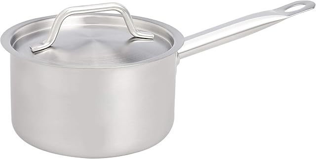 AmazonCommercial 1.9 l Stainless Steel Aluminium-Clad Straight Sided Sauce Pan with Cover