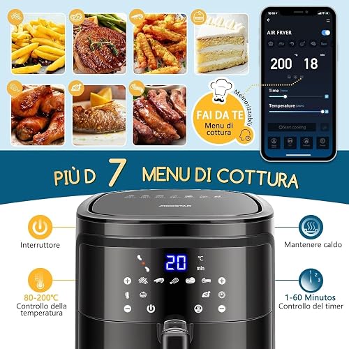Aigostar Smart Cube Friggitrice ad Aria 7L WiFi 1900W ? Touch Screen, Senza Olio, Nera - 2
