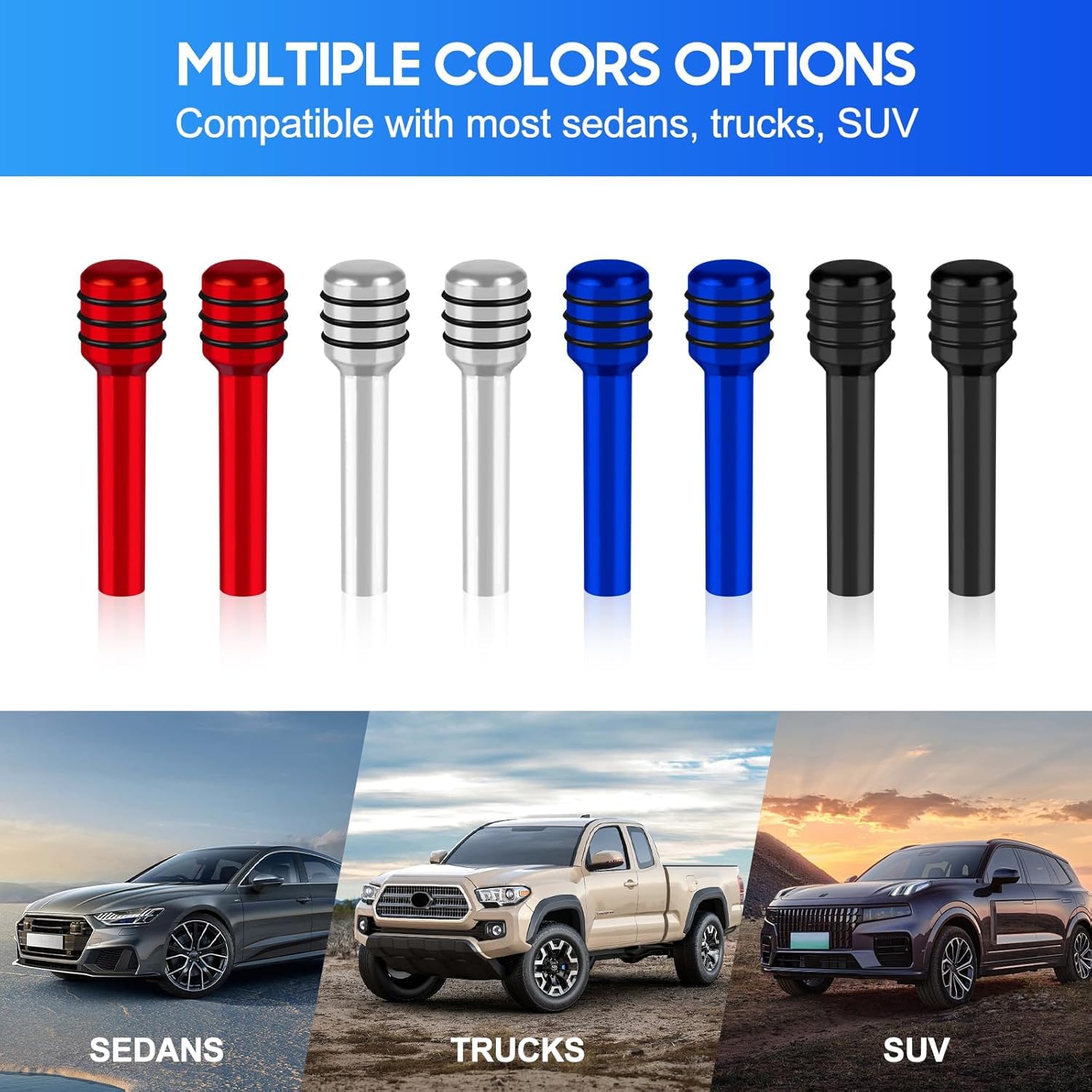 Qutipek Aluminium Car Door Lock Knob 4 PCS Door Knob Pull Pins for Alto 800 Car Accessories Universal for All Cars (Black) 4