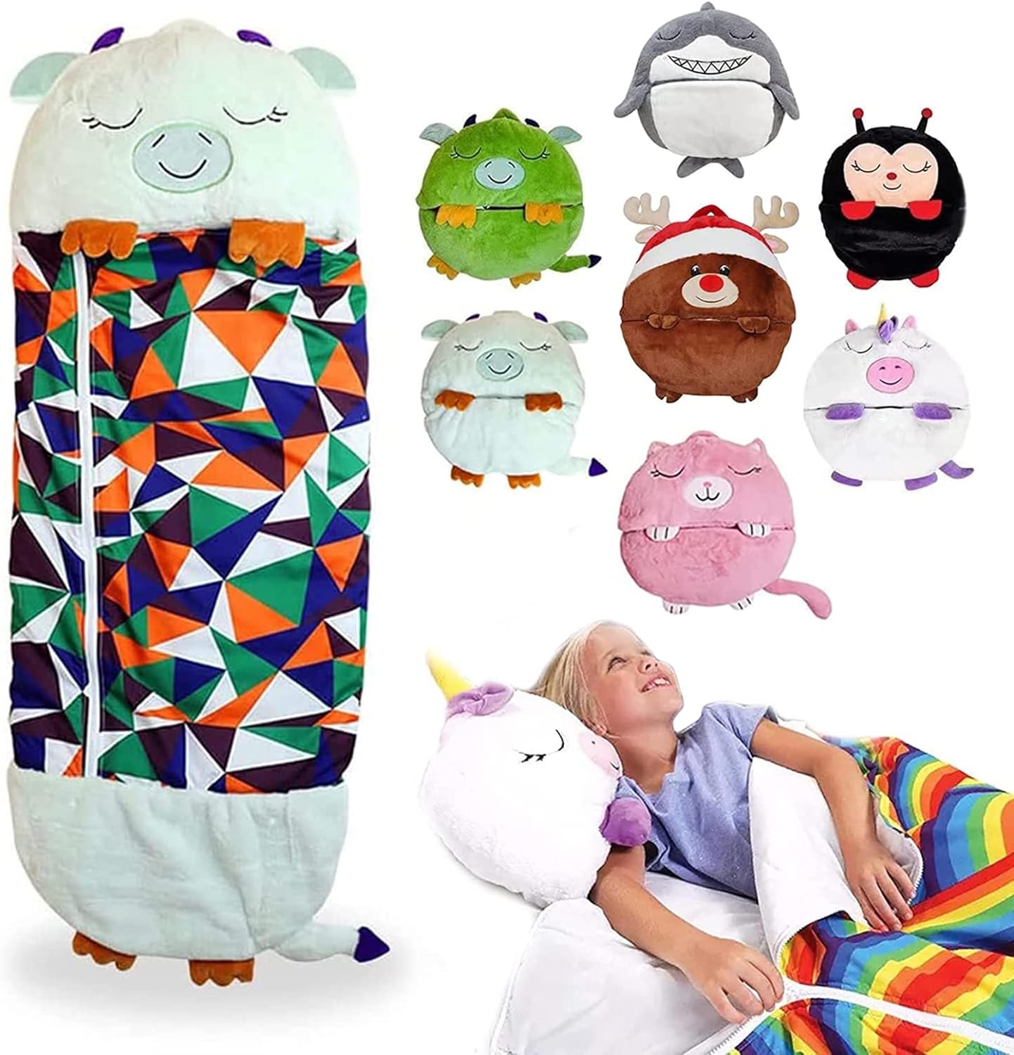LGZY Kids Sleeping Bag With Pillow, Soft And Warm Childrens Sleeping