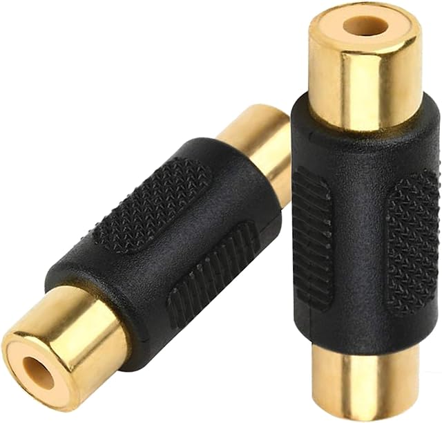 1STec 2 x Gold Plated RCA Phono Female Socket Cable Coupler Joiners for Converting or Changing the Gender of Male Ended Stereo Audio Composite or Component Video AV Leads (2 x Adapters, Female)