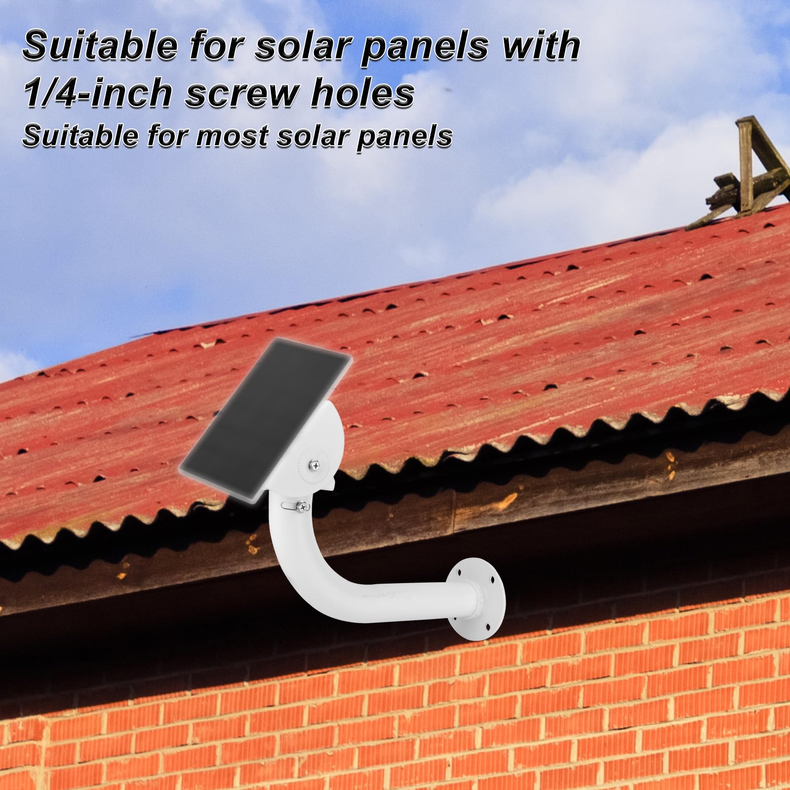 Support Mural Panneau Solaire, 30cm Bras Universel Forme L avec Tête Inclinable Multi-Angle Réglable pour Exposition Maximale Soleil pour Eufy Arlo Wyze Reolink Panneaux Solaires Ring