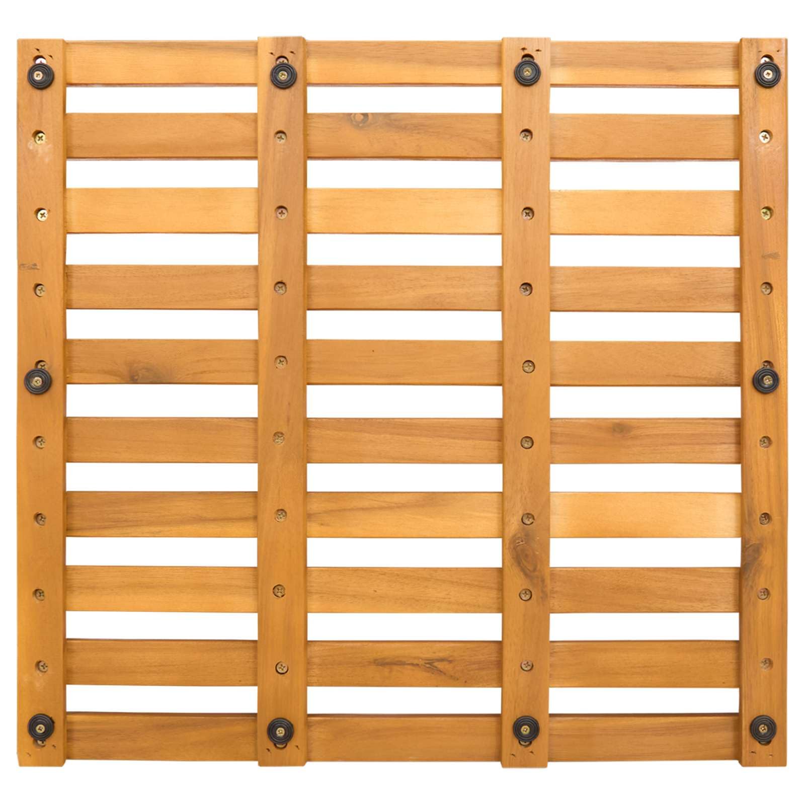 Lot de 2 tapis de bain uni, marron, en bois, 50 x 48 x 2,5 cm, antidérapant, absorbant, avec design ventilé, pour salle de bain, douche, sauna, chambre d'amis, protection confortable contre l'humidité