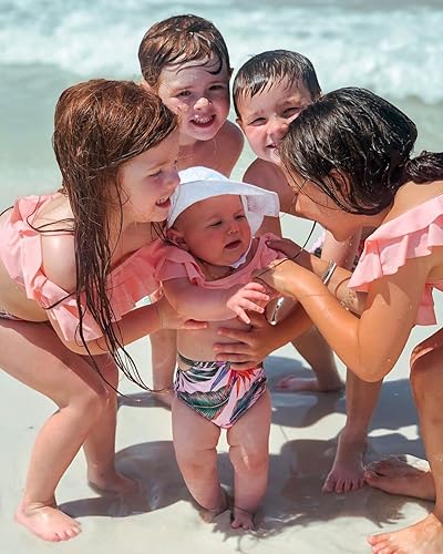 Miniatura 4 de IFFEI Traje de baño a juego para la familia, conjunto de bikini con volantes para mamá y yo, dos piezas, trajes de baño para niñas 6-7 años, color