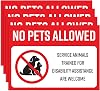 4pcs No Pets Allowed Sign for Business Stickers | Service Animals Only, No Dogs Allowed, No Cats Allowed | Weatherproof Vinyl Adhesive Signs, 5 x 7"