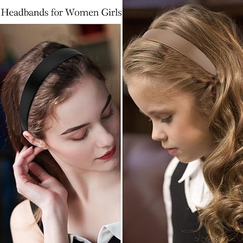 Miniatura 5 de Diademas de cuero, 3 unidades, bandas para la cabeza para el cabello de mujer, antideslizantes, lisas, finas, duras, bandas neutrales, accesorios