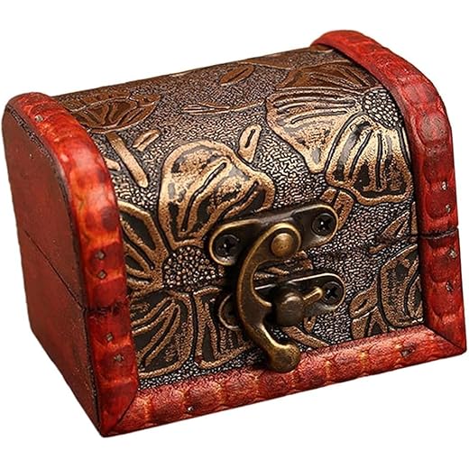 Handmade Wooden Red Jewelry Keepsake Box 6 Inches