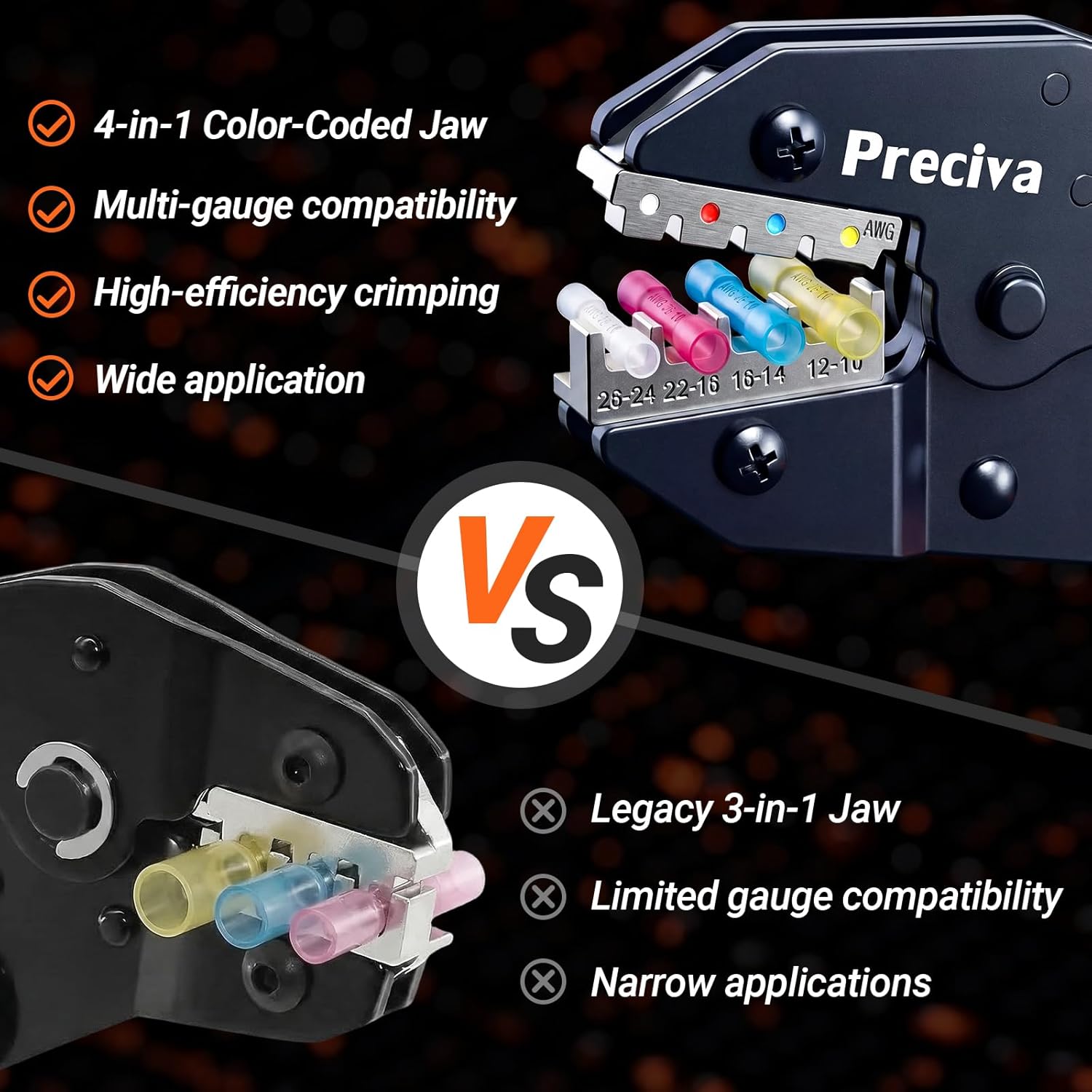 Preciva Wire Crimping Tool for Heat Shrink Connectors Kit, with 220PCS 26-10 AWG Heat Shrink Connectors,Ratcheting Crimper for Automotive, Electrical, Marine & Wiring Repairs