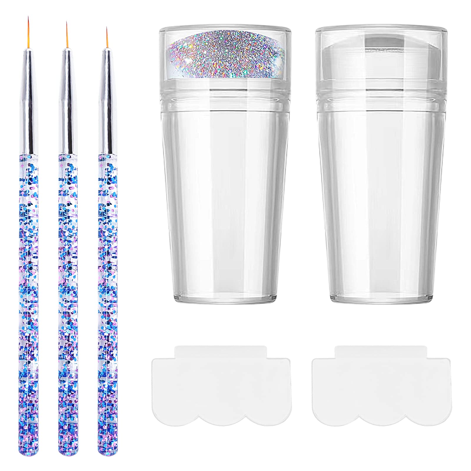 French Tip Nail Stamp, Nail Art Stamper Clear Silicone Jelly Stamper Transparent Nail Stamper Nail Art Jelly Stamper kit with Scraper Nail Art Brushes for Home DIY Nail Salon Design Manicure Tools