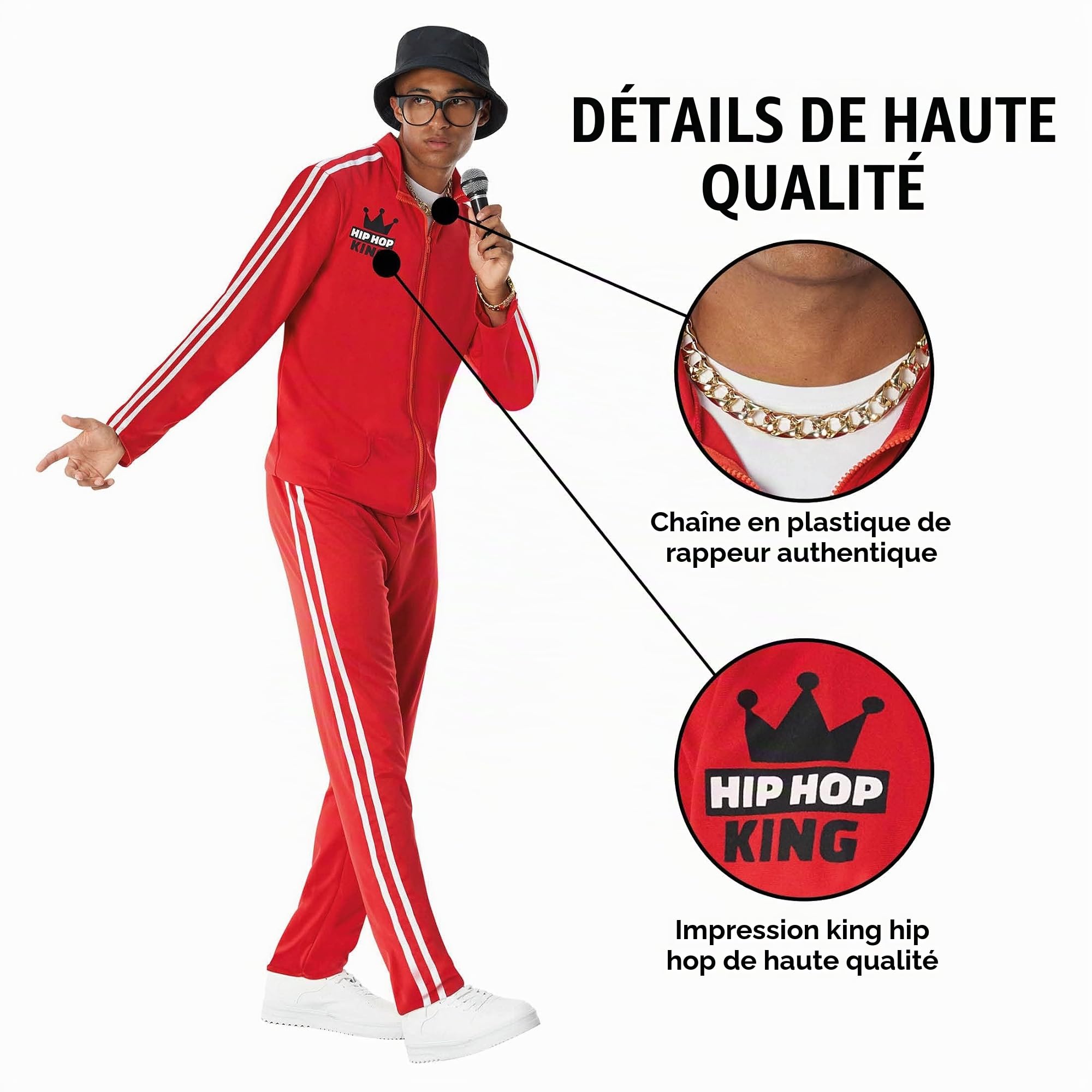 Morph Deguisement Rappeur Homme, Costume Annees 80 Halloween Homme
