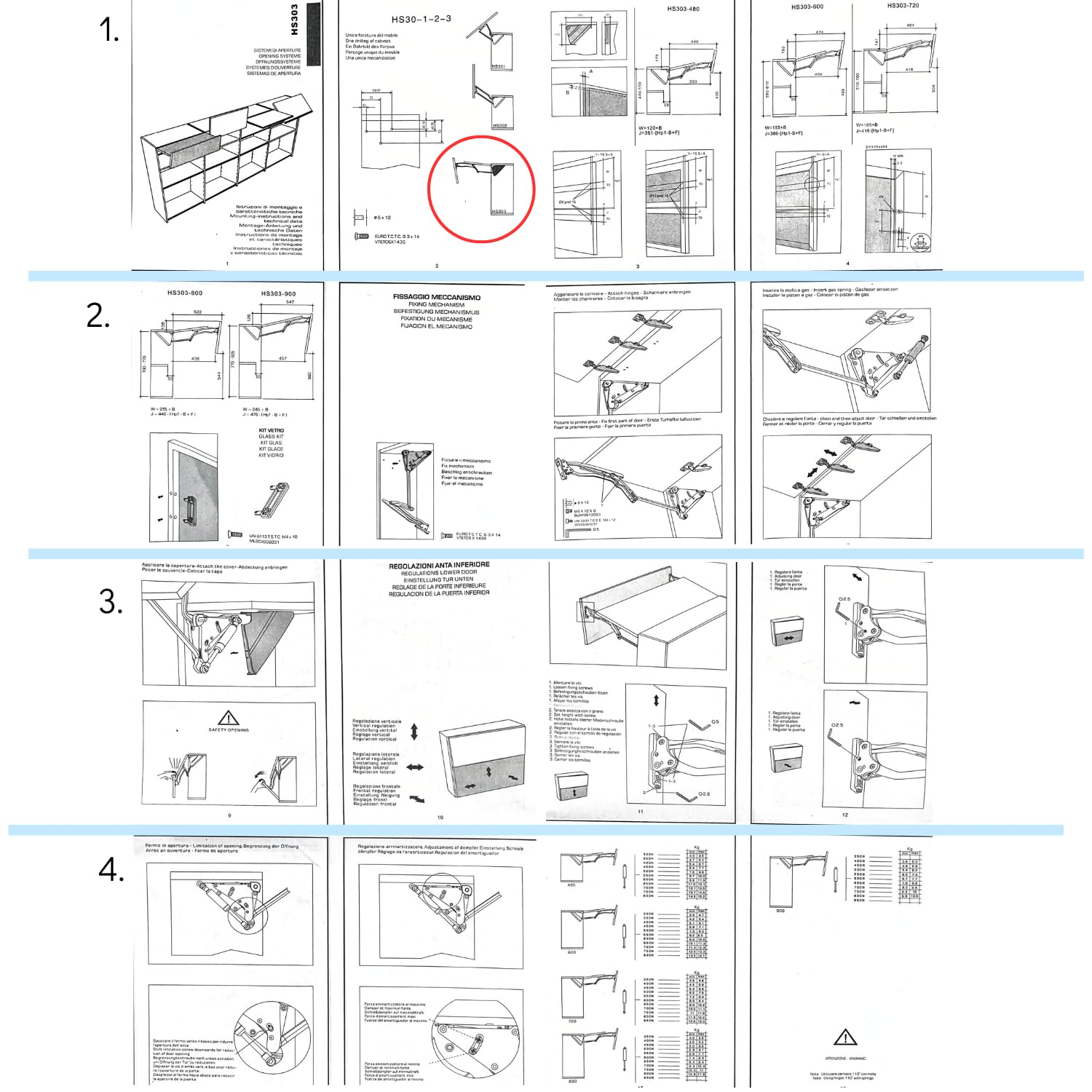 EVOTRADE Meccanismo Apertura Ante Mobile Pensile a Libro - Freestop e Chiusura Ammortizzata - Braccetto Apertura doppia Anta pensili Cucina (Per Modulo 600-900 MM)
