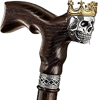 Vista 1 de Asterom Handmade Wood Walking Cane for Men - Skull King - Cool Men's Wooden Canes Fashionable Walking Stick