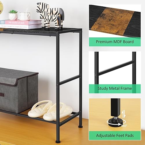 Miniatura 4 de Mesa de entrada de 41 pulgadas, mesa de consola industrial estrecha para sofá detrás del sofá, mesa de pasillo con almacenamiento larga para sala de