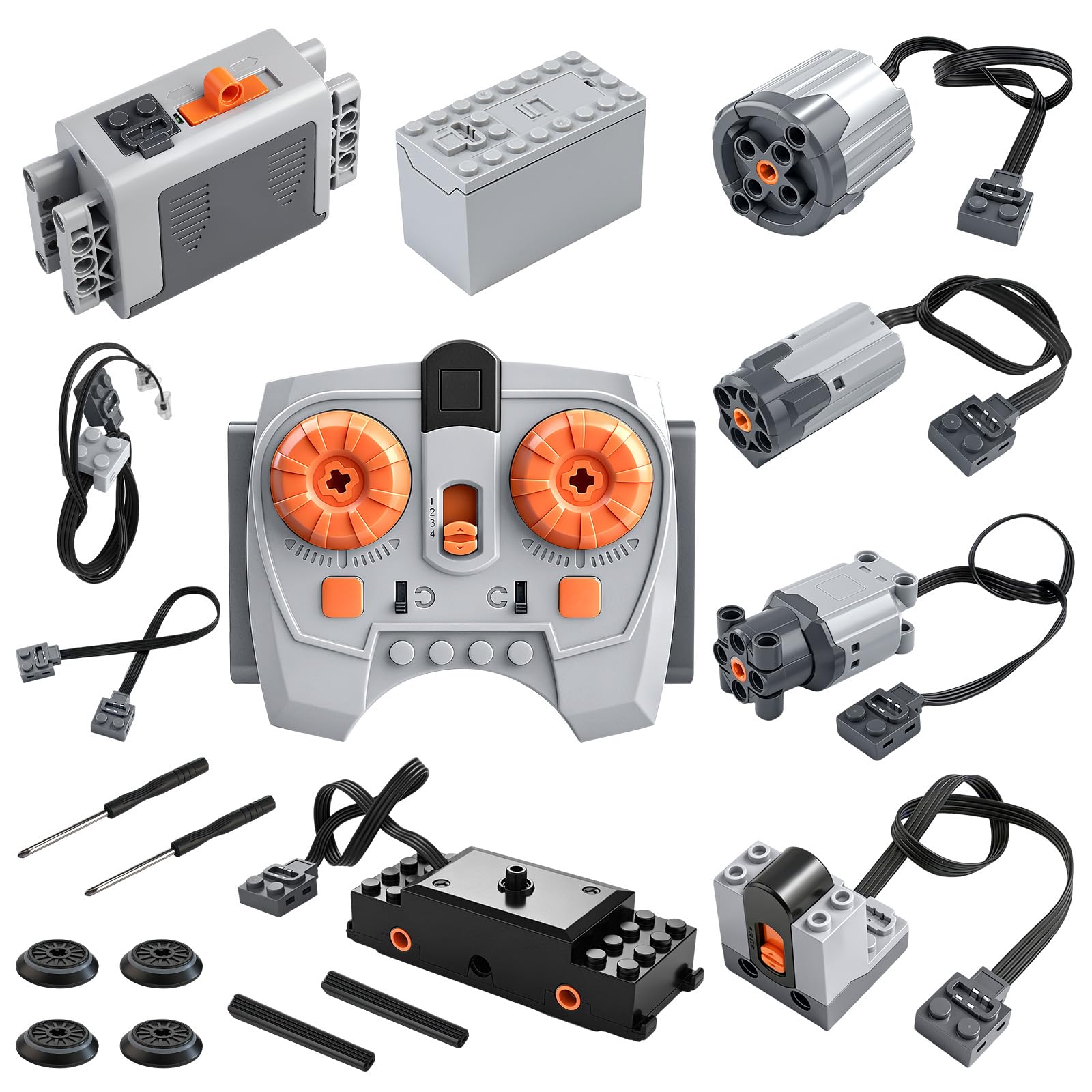 Wireless Remote Control Train Motor Set with Battery Box & Receiver for DIY Model Railways and Creative Construction Projects