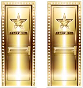 Beistle Dressing Room Door Cover in Elegant Gold, 2-Pack, Hollywood Glam Party Decorations, 30” x 6’