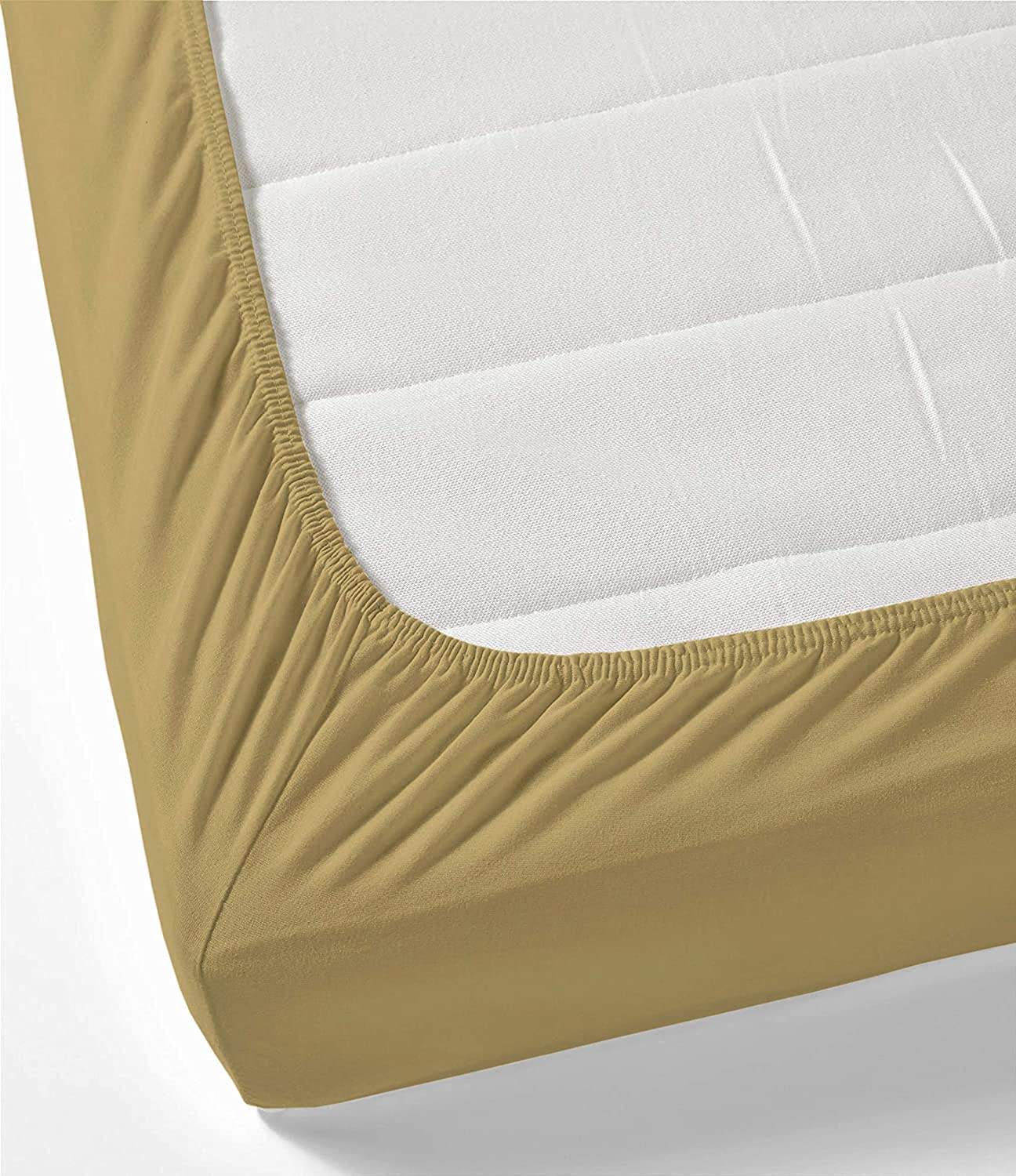 Fitted Bed Sheet Set, 3 Piece Hotel Quality Bedding 400 Thread Count, 100% Egyptian Cotton Luxurious Fitted Bedsheet Stretches Upto 55 Cm Deep - Taupe Solid, Emperor Size.