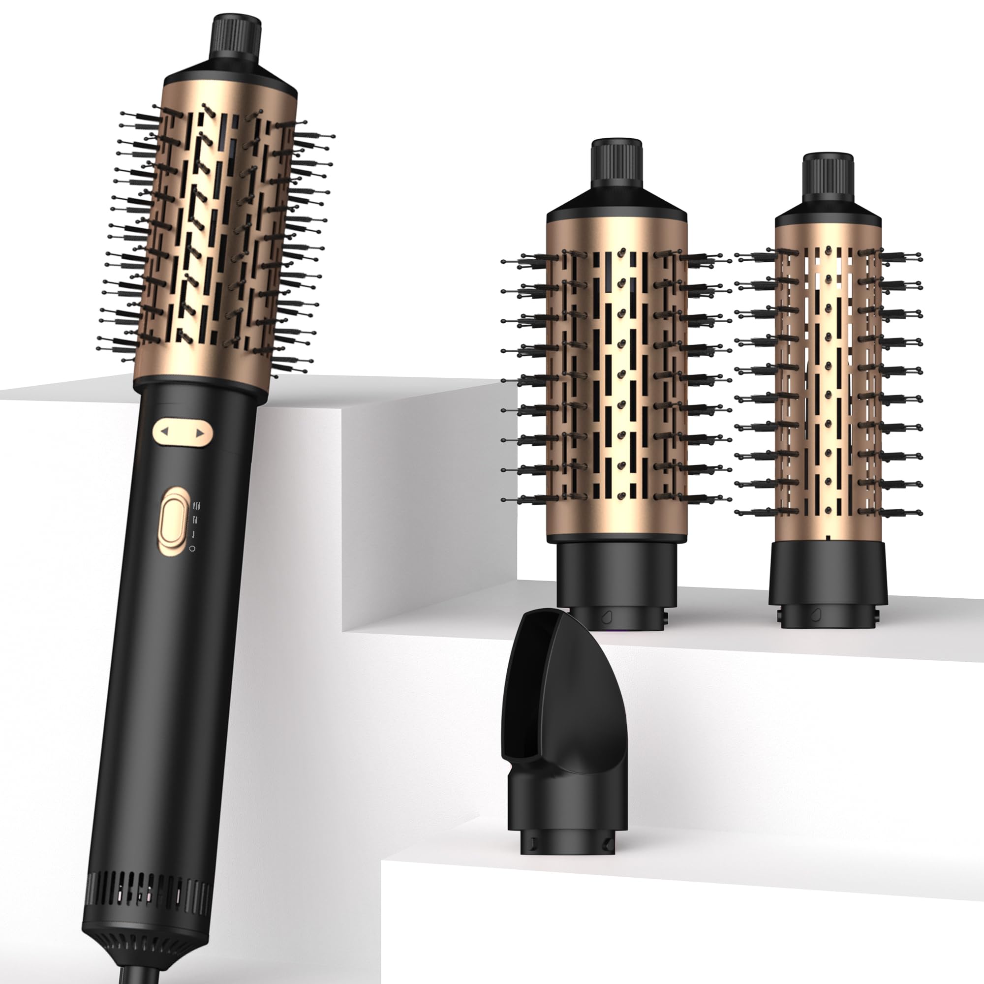 Photo 1 of 4 in 1 Rotating Hair Dryer Brush,Negative Ionic Spinning Brush Blow Dryer 100-120V with Detachable Brush(2" & 1.5"),3 Heats and 2 Speeds Rotating Hot Air Brush for Curling,Straight,Drying