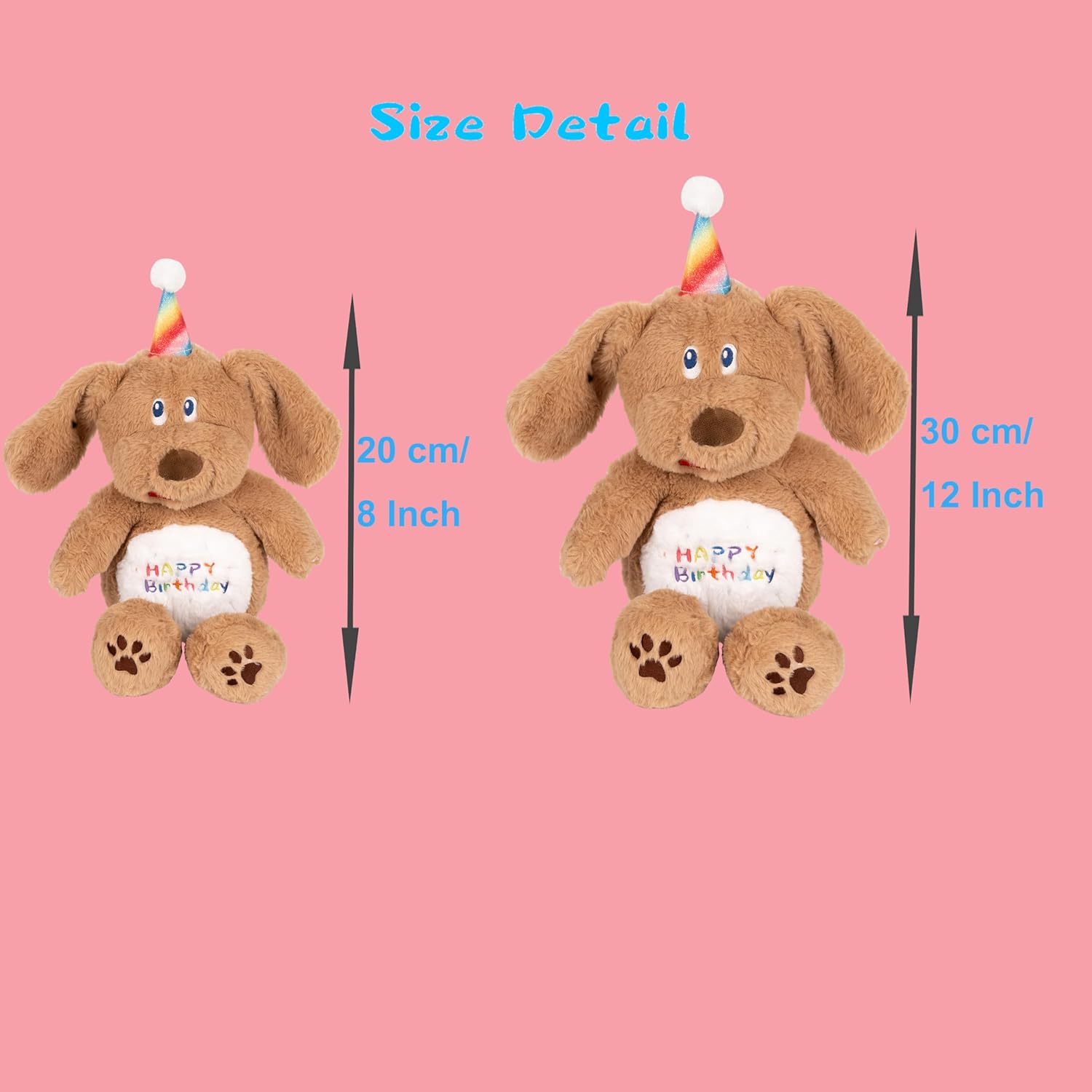 12 Inch Beige Dog Plush Toys - Soft, Happy Birthday Dog Stuffed Animal Dolls for Kids & Lovers