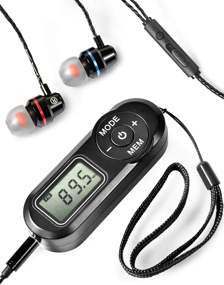 Rádio portátil, sintonizador digital ZHIWHIS FM com melhor recepção, transmissor de bolso com som estéreo, Walkmen operado por bateria com função de digitalização e predefinida