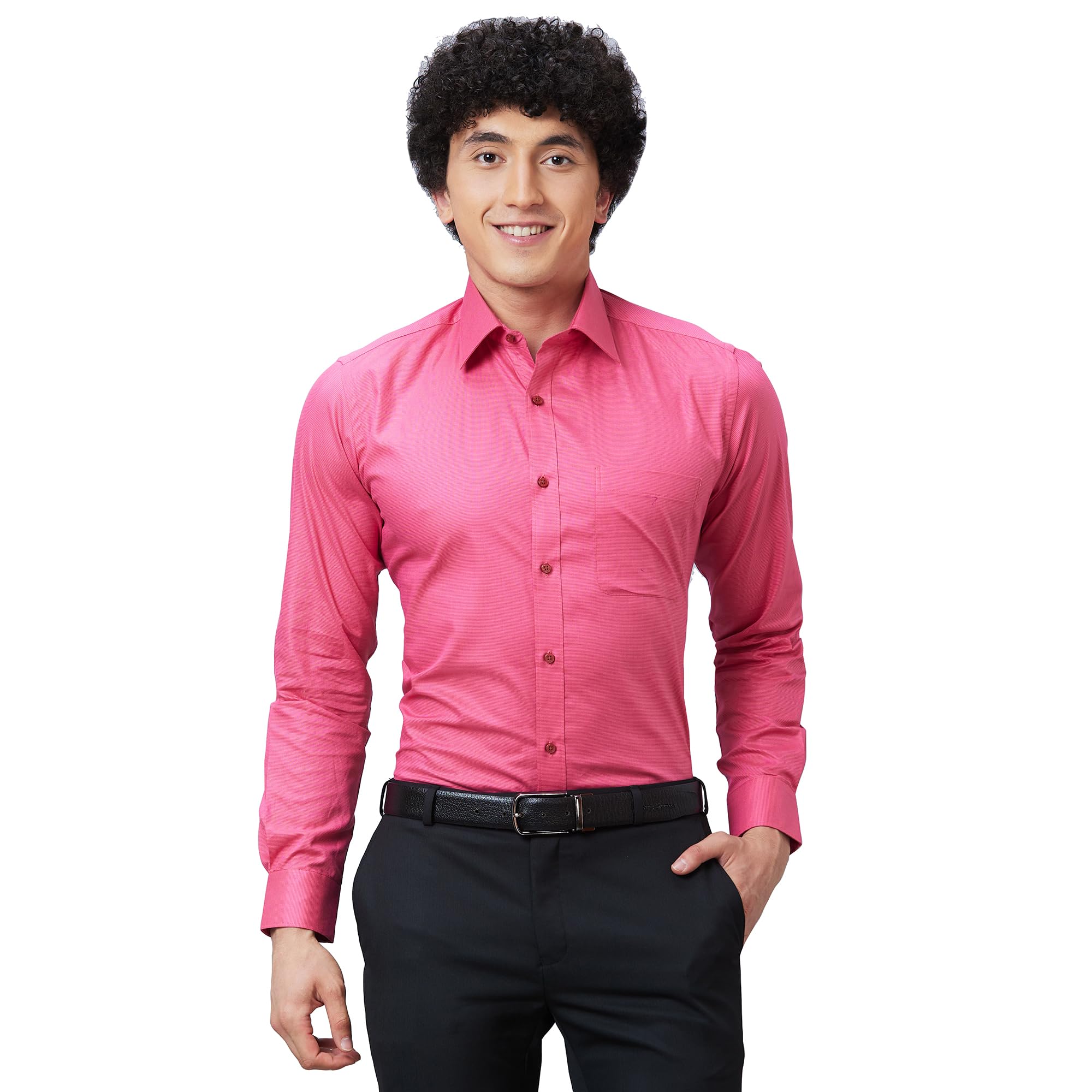 raymond Men's Pure Cotton Structure Pattern Slim Fit Semi Cutaway Collar Full Sleeve Formal Shirt-picture-16