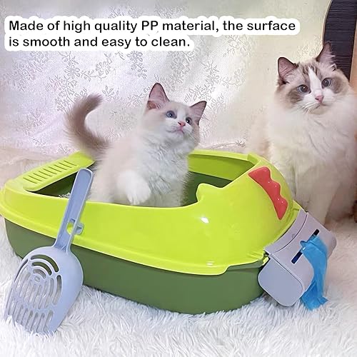 Miniatura 6 de RMNHPTK Caja de arena abierta para gatos, inodoro antisalpicaduras para gatos con cuchara tamizadora de arena para evitar fugas de arena, bandeja de