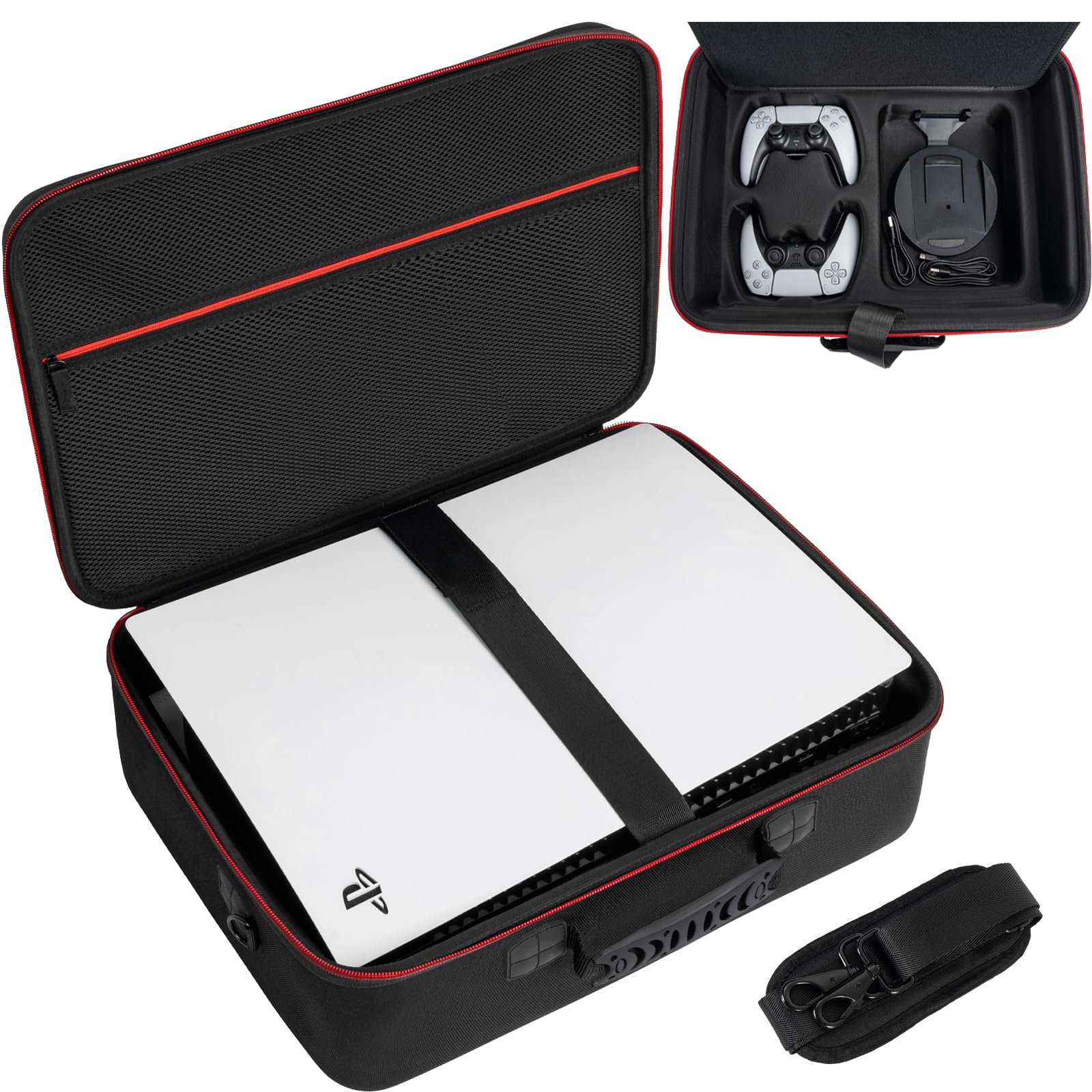 GMAK Hard Shell Carrying Case for PS5 Protective Case Travel Bags Compatible with Playstation 5 DualSense Controllers Base