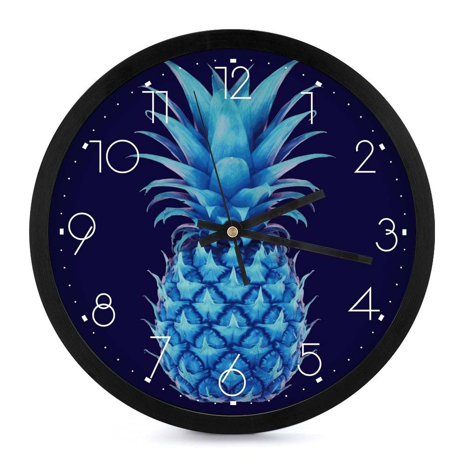 Horloge murale en forme d'ananas bleu originale avec grand écran digital sans fil