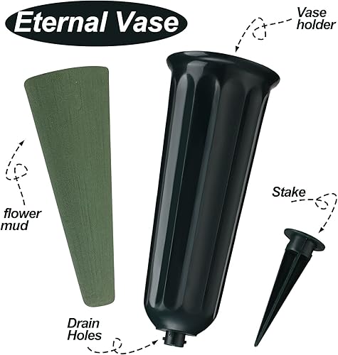 Miniatura 3 de 12 juegos de jarrones de cementerio con picos de espuma, floreros florales conmemorativos con estacas, lápida, soporte de flores para decoraciones