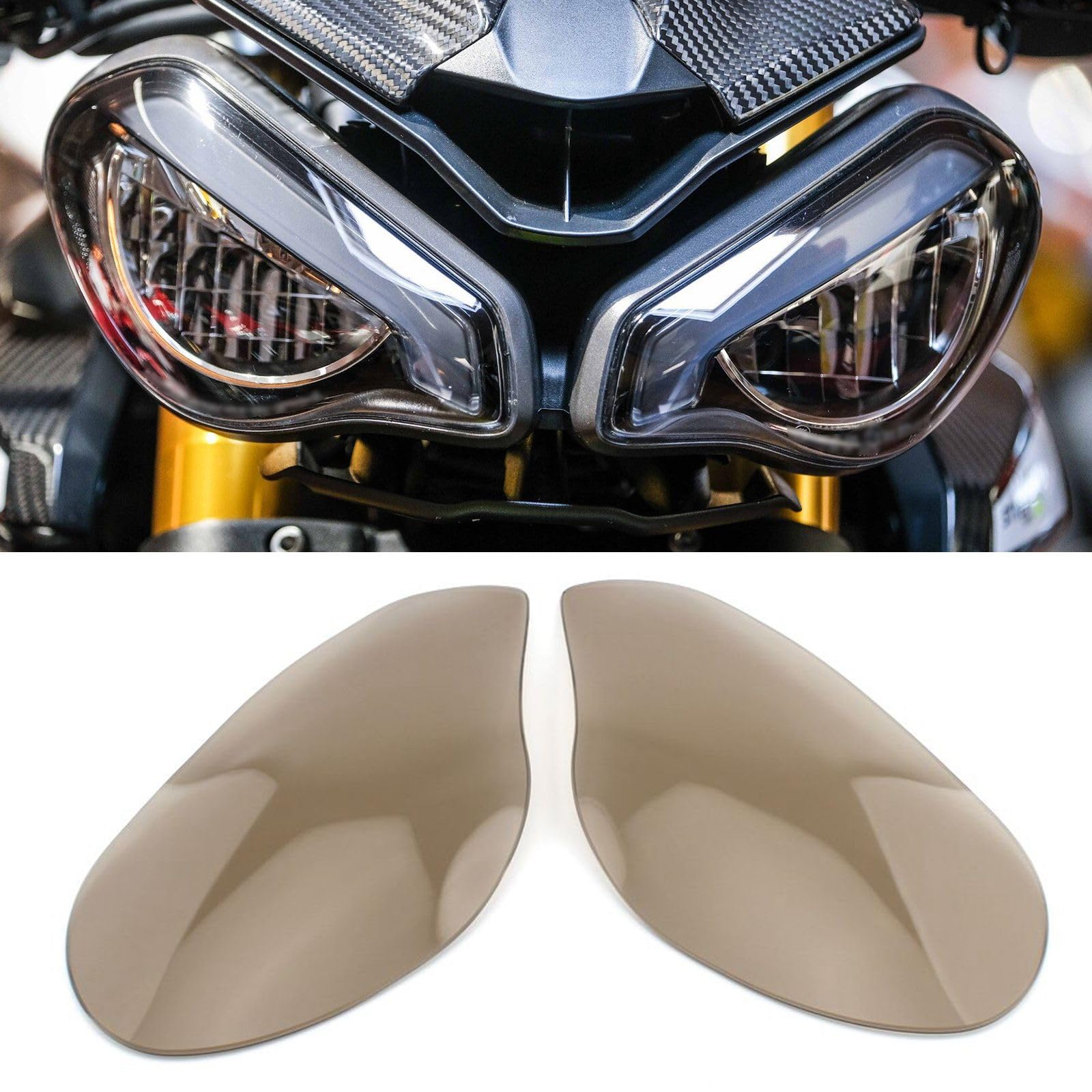 Motorcycle Headlight Cover Guard Lens Light Cover Protector Compatible with Triumph Street Triple 765 RS 2020-2022 Smoke