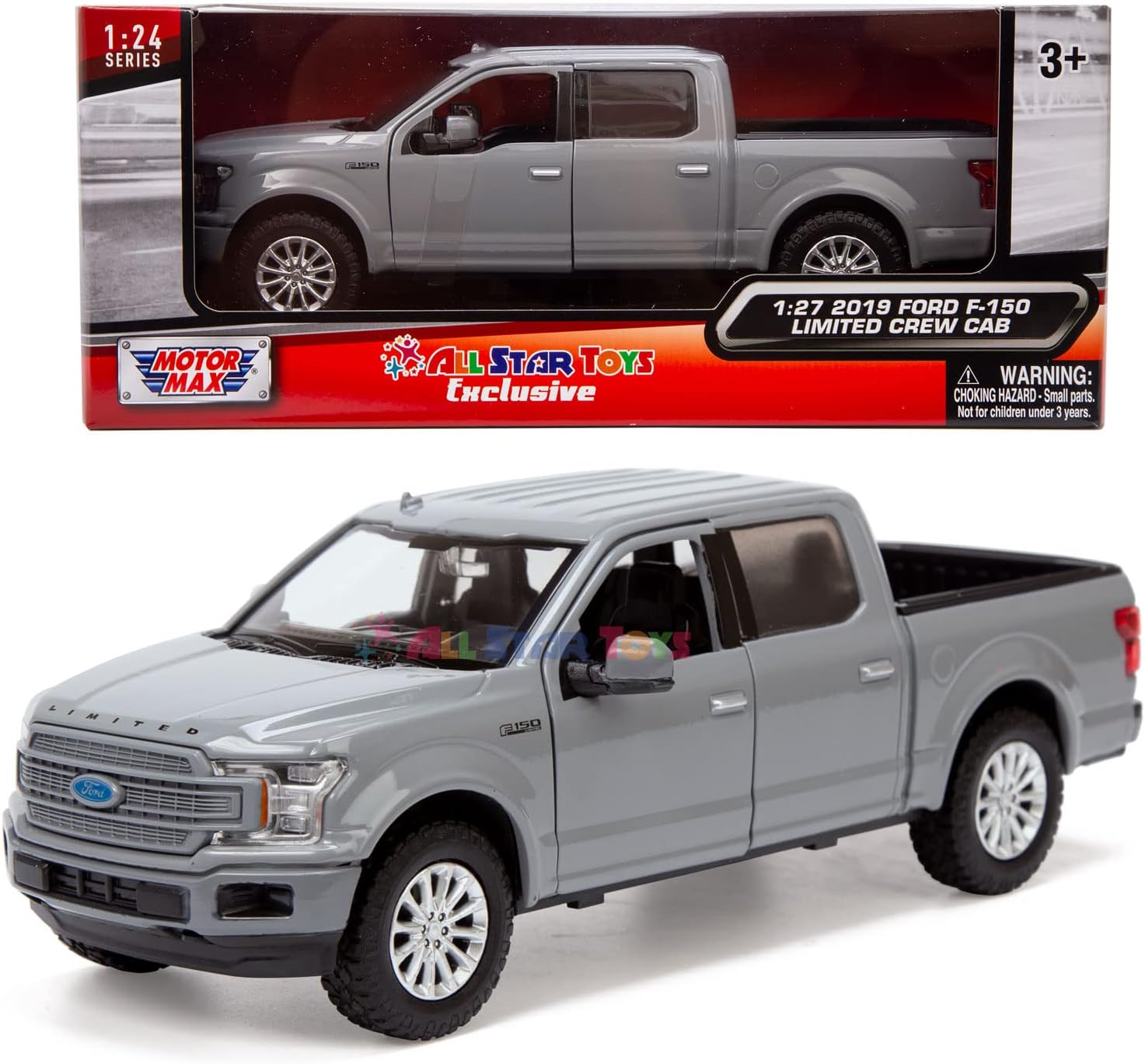 All Star Toys Exclusive 2019 Ford F-150 Limited Crew Cab Pickup Truck Abyss Gray 1/24 Diecast Model Car 79364 Grey