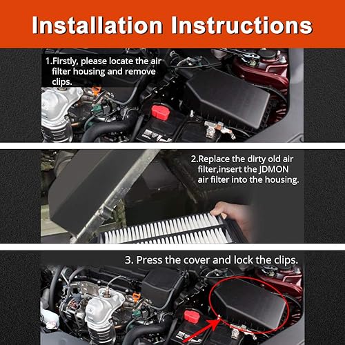 Miniatura 2 de JDMON Compatible con filtro de aire del panel del motor Honda Accord (2013-2017), no para motor híbrido y 3.5 litros, Acura TLX (2015-2017) JD476
