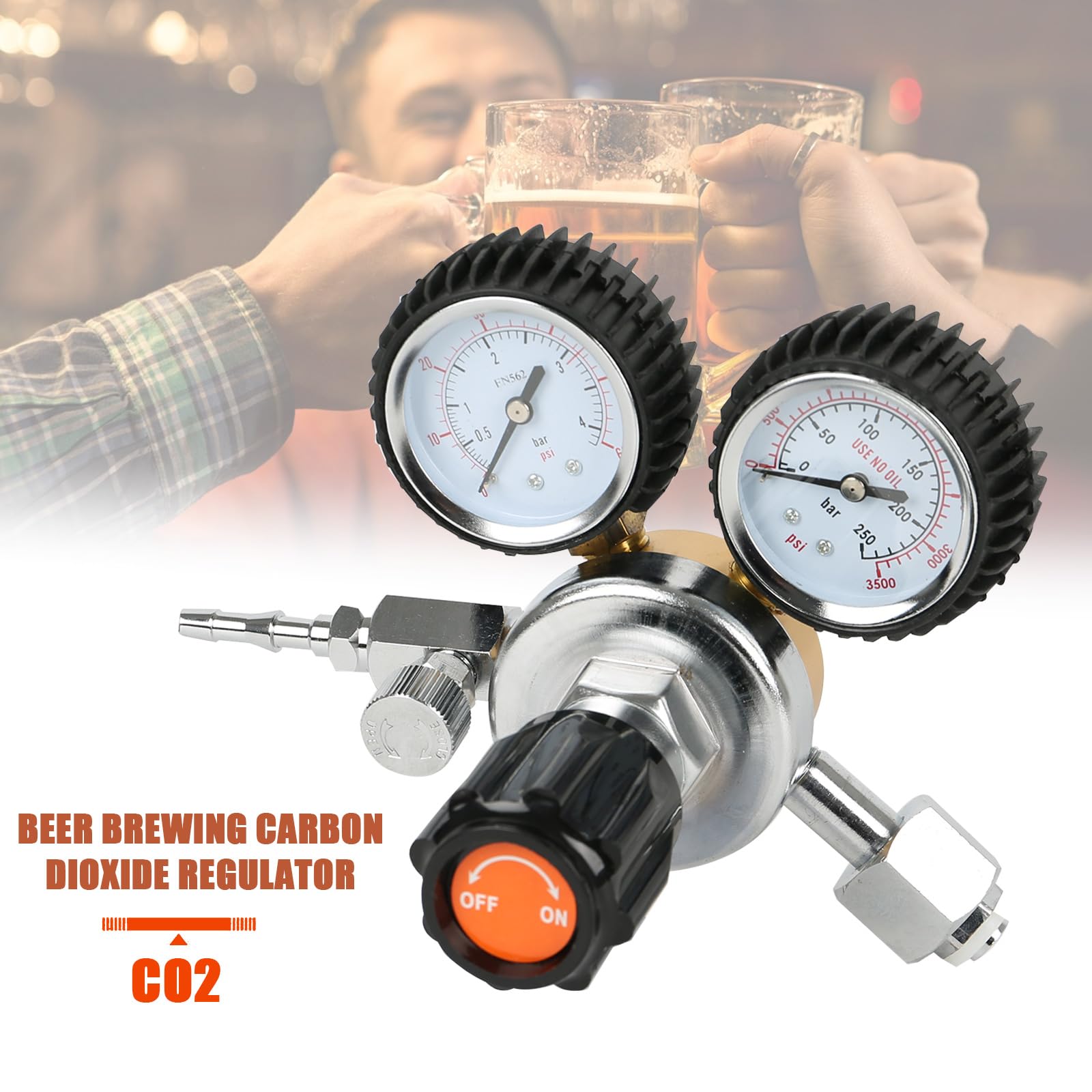 Druckminderer Druckregler CO2, Druckminderer Dual Manometer W21.8 R134A A/C Doppelmanometer-Regler Für Bierbrauen, Bierzapfanlage