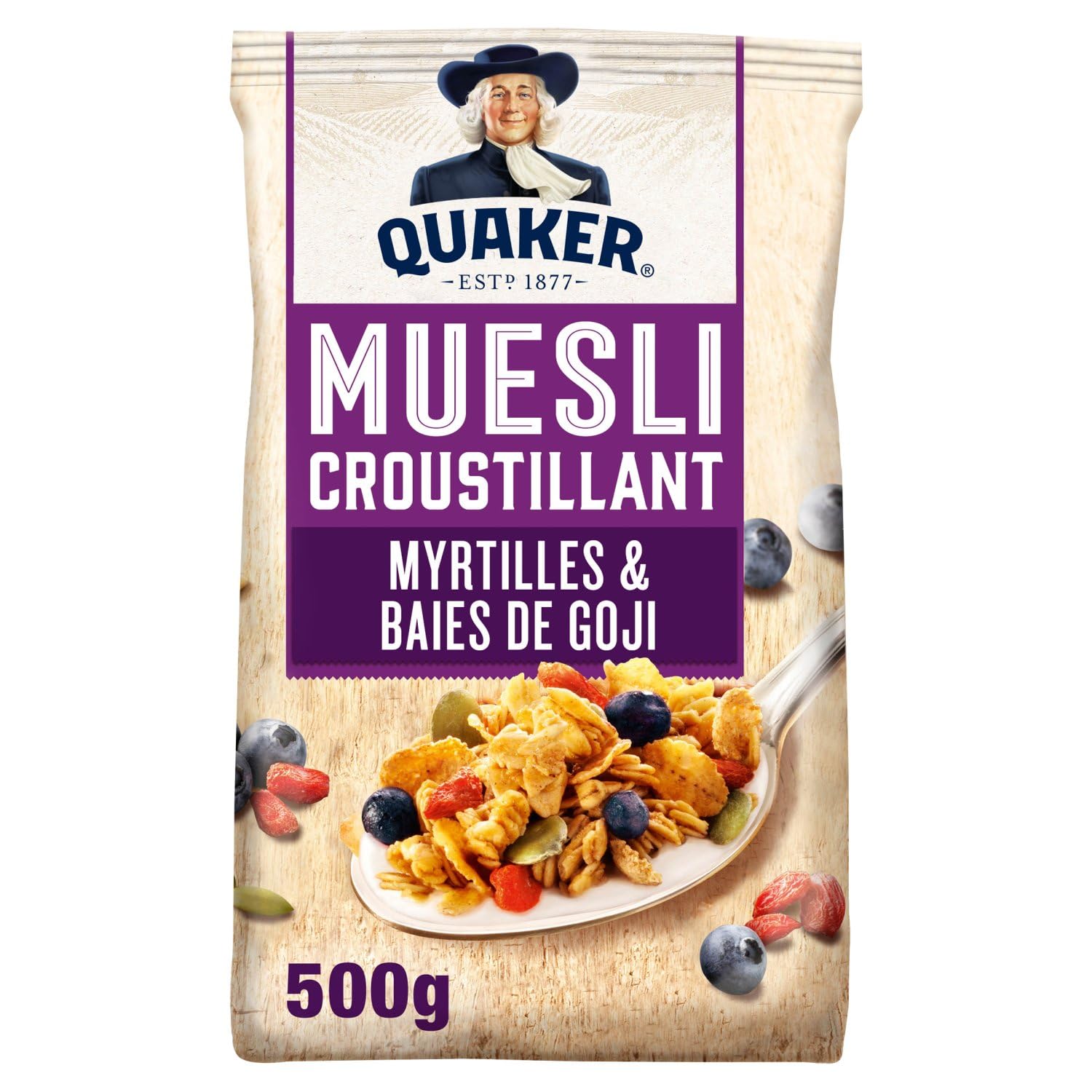 QUAKER Muesli Céréales Myrtilles et Baies de Goji 500 g