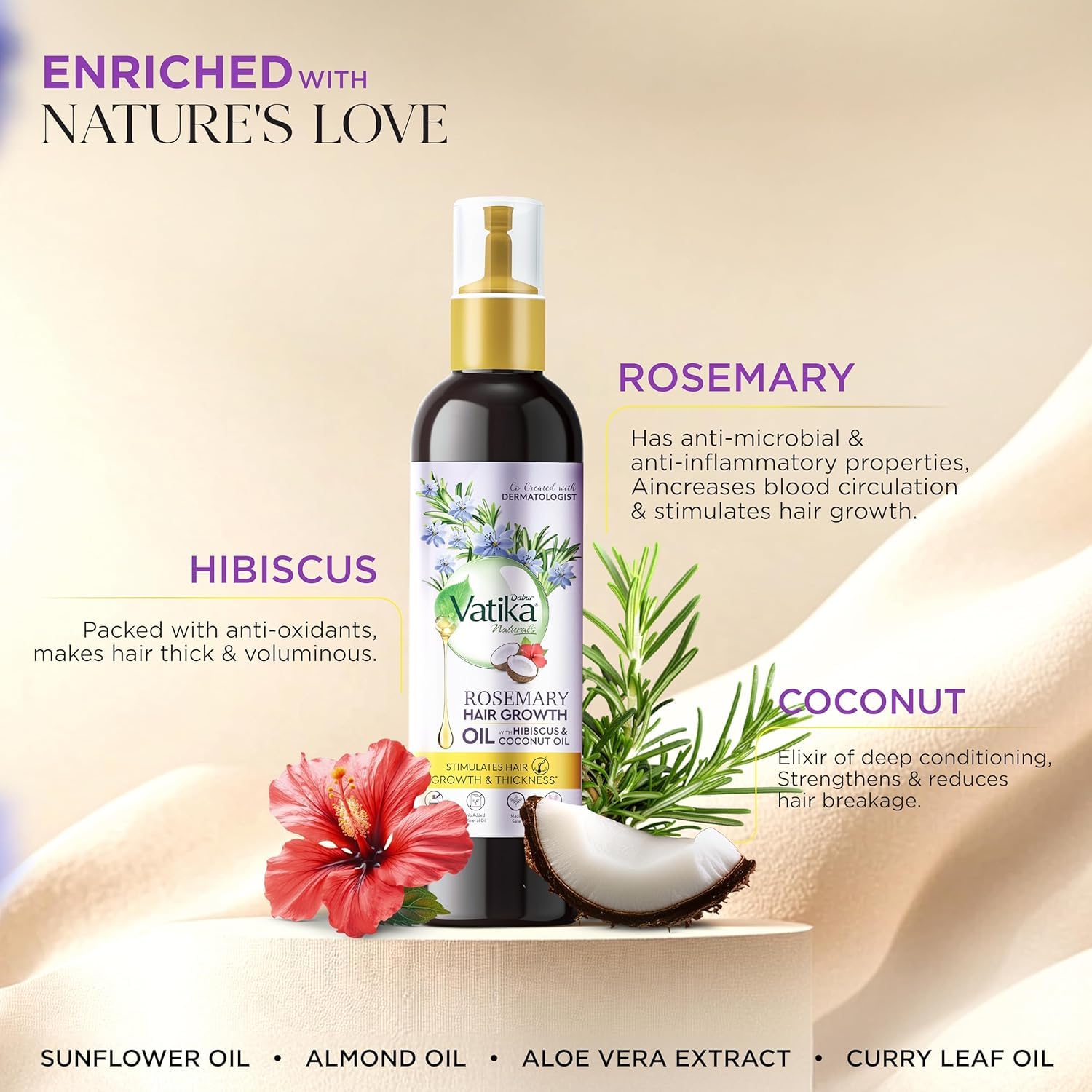 DABUR Vatika Rosemary Hair Growth Oil With Hibiscus & Coconut Oil - 100Ml | Stimulates Hair Growth And Thickness | Reduces Hair Fall | Co-Created With Dermatologist | No Mineral Oil |Animal Test Free 1