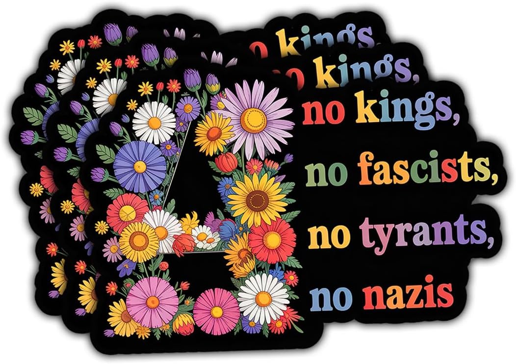 3 Pcs No Kings No Fascists Protest Stickers, Resistance Social Justice Vinyl Decals Gifts for Activists, Protesters, Friends, for Laptop, Water Bottle, Journals, Notebooks, Scrapbooks, Tumblers 3