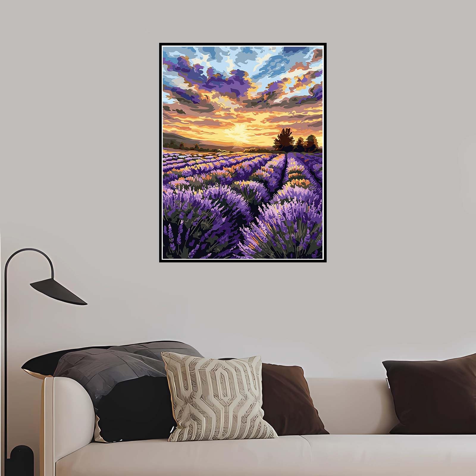 Malowanie po numerach, dla dorosłych, krajobraz, z ramką, 71 x 102 cm, lawenda do malowania po numerach, zestawy dla dzieci, początkujących, z pędzlami akrylowymi, rysunek pigmentu, zrób to sam obraz