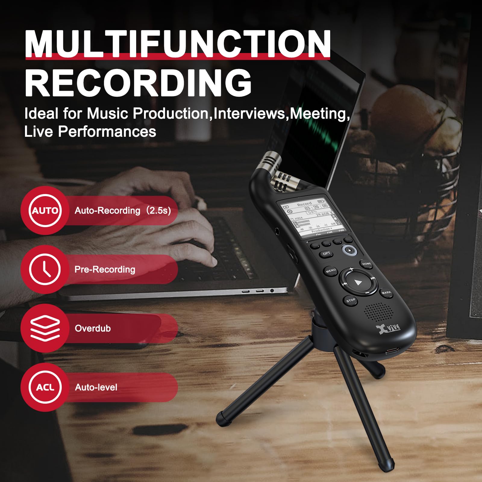 Xvive XV1-R Registratore Stereo Portatile e Interfaccia Audio