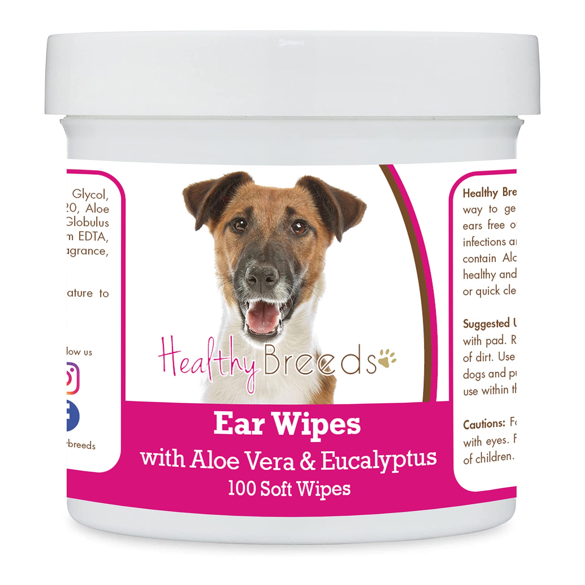Healthy Breeds Smooth Fox Terrier Ear Cleaning Wipes with Aloe &amp; Eucalyptus for Dogs 100 Count
