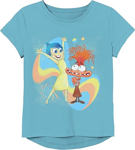 Disney T-Shirt à Manches Courtes pour Fille Inside Out 2 Joy & Anxiety, Turquois