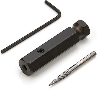 Steelman 1/8-Inch Carbide Double-Cut Burr for Tire Repair Dressing, Creates Uniform Channel for Better Seal with Stem Plugs and Patches, Carbide Steel, Adapter for Low Speed Tire Buffer Included