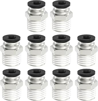 Push to Connect Fittings, 6mm Tube OD x 1/4 Inch NPT Thread Push to Connect Fitting Male Straight Quick Connect Fittings- 10 Pack