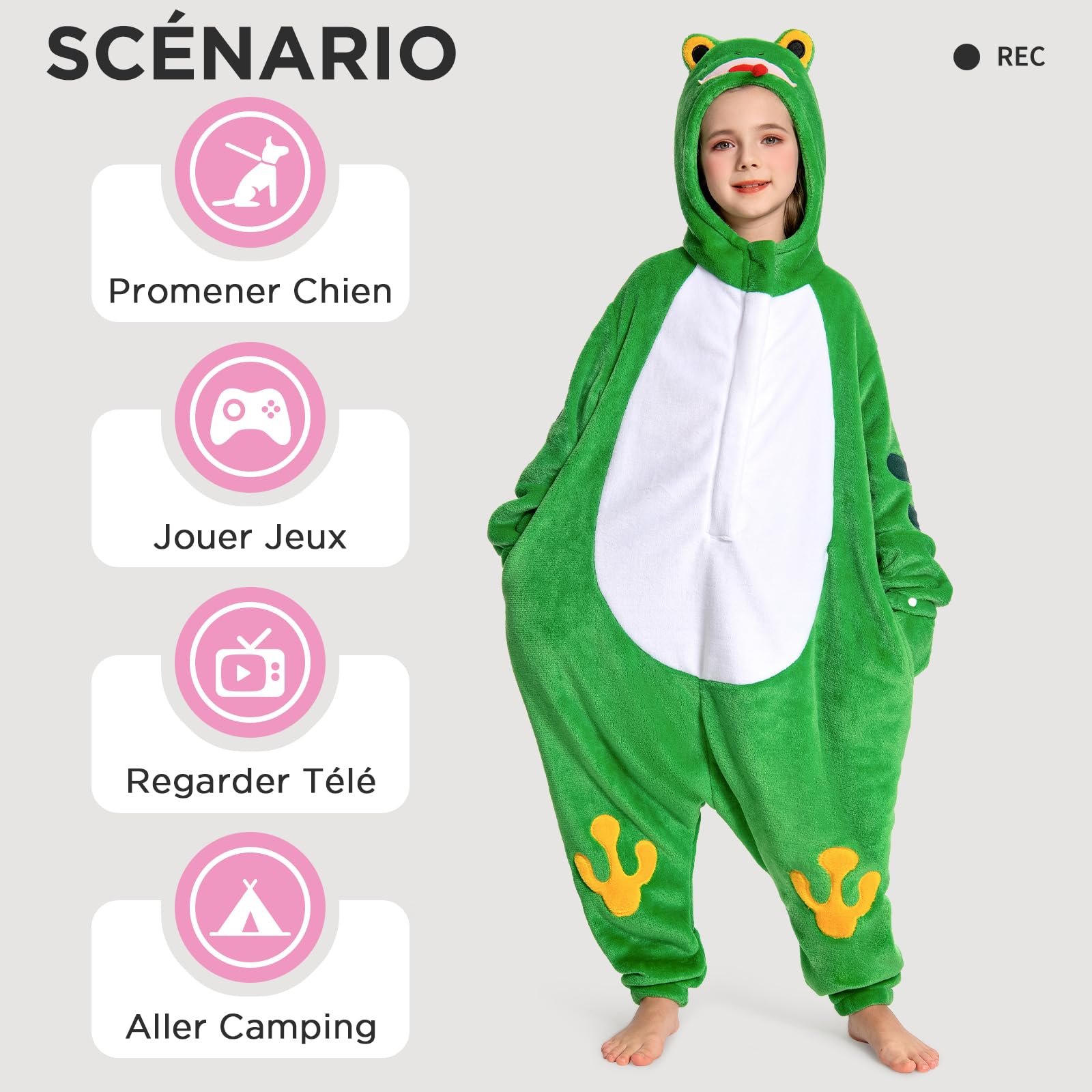 OLAOLA Combinaison Pyjama Garçons Filles Animaux Costume Unisexe Enfant Onesie Carnaval Halloween Cosplay Deguisement Kigurumi Pyjamas Fête Vêtements de Nuit