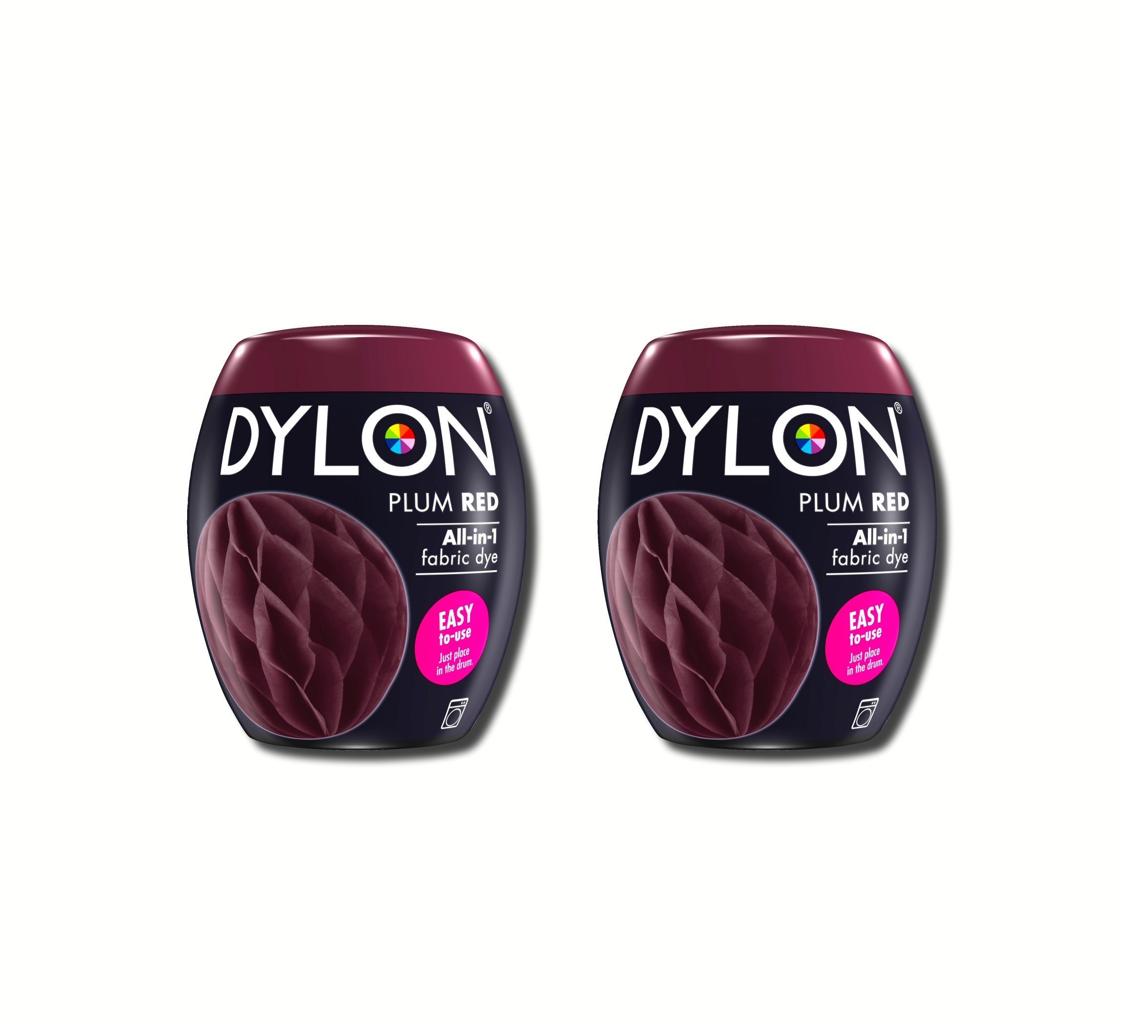Teinture en machine Dylon Rouge Prune 350g 2 pack pour réparer les tissus décolorés