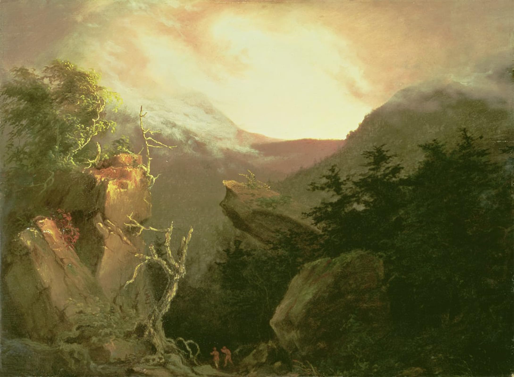 SERENDIPITP Retro Picture Poster Wall Art Pictures Painting Mountain Sunrise by Thomas Cole Wall Art Canvas Print for Wall Decor 60x90cm