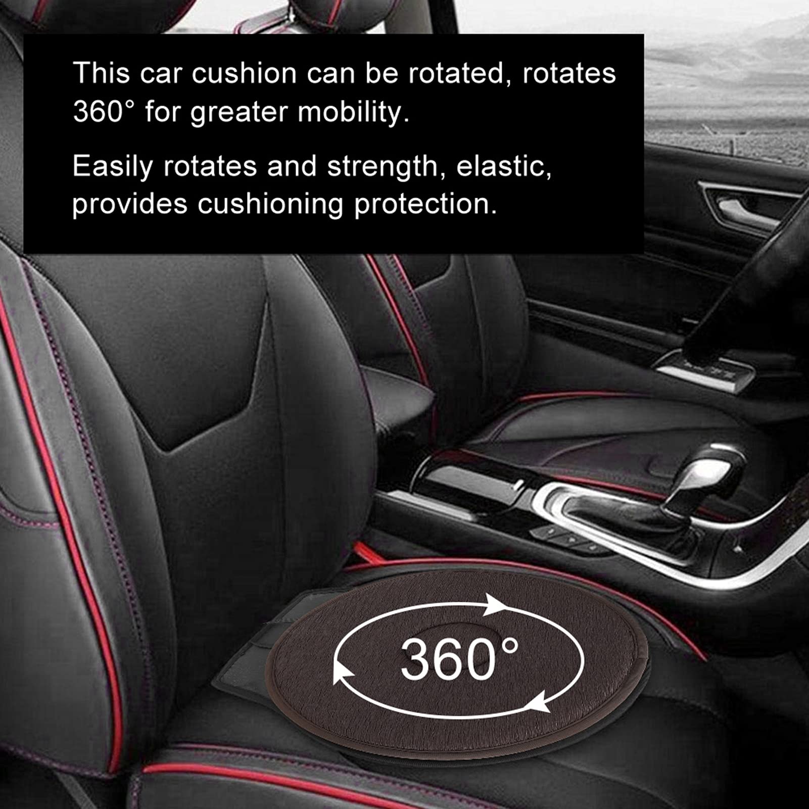 YUYTE Swivel Seat Cushion, Portable Round 360° Rotating Car Seat Cushion, Non-Slip Car Mat for for Pregnant Women Elderly Office Car Office Use(15.7x19.7 inches)