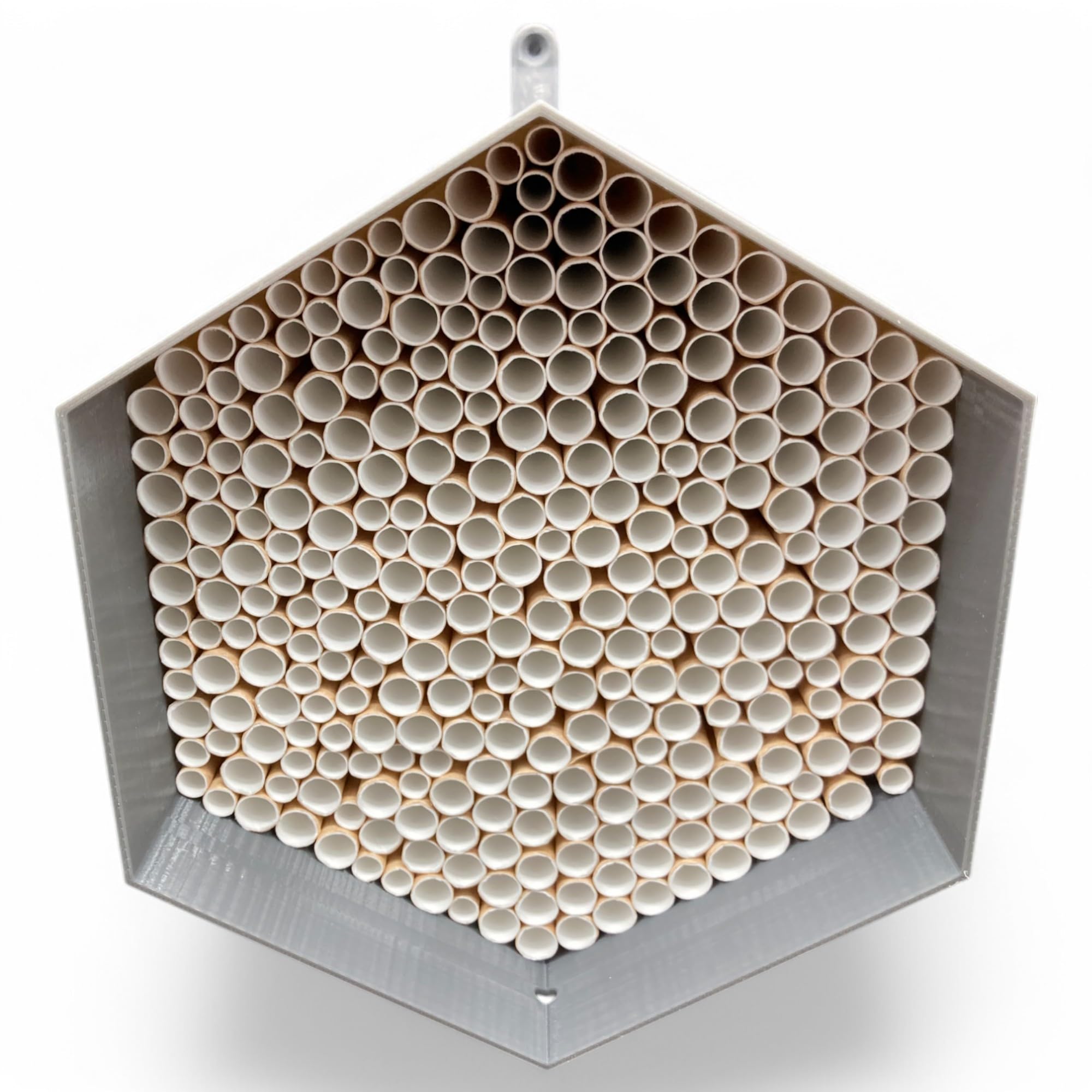 Abeja Silvestre para anidar – Totalmente Duradera y Resistente a la Intemperie – Hotel de Insectos con 300 Casquillos para Nido. Hotel de Abejas Silvestres para Amantes del jardín (Color Gris)